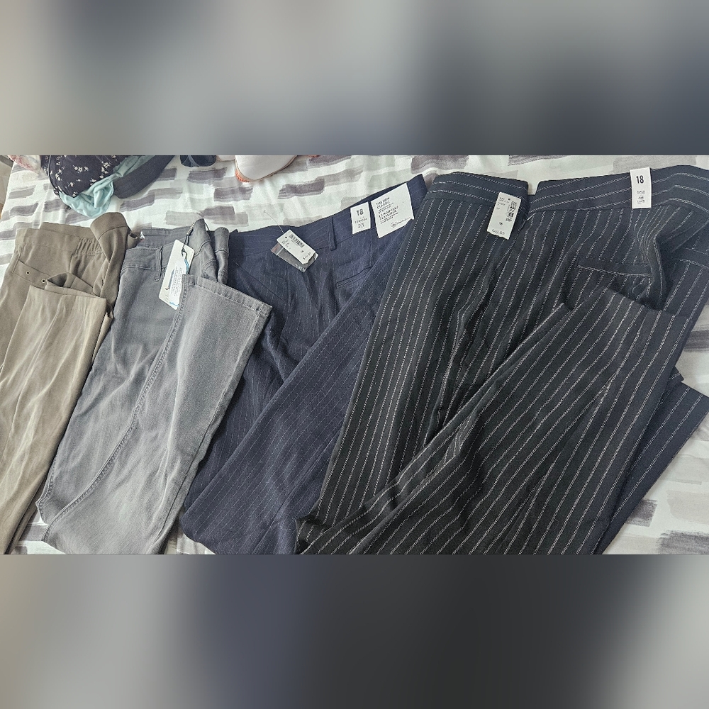Reitmans NWT - Black, Gray, Blue, Sage Pinstripe Pants 4  Sz 18/ 38" Waist